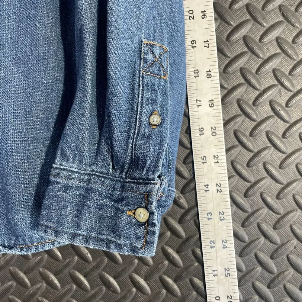 Wangler Boys Denim Western Style Button Up Long Sleeve Shirt Youth Size‎ XL
